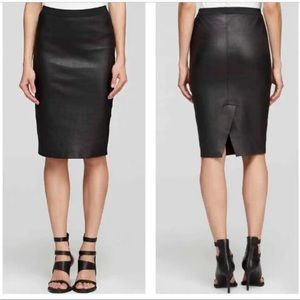 Helmut Lang Black Leather Pencil Skirt